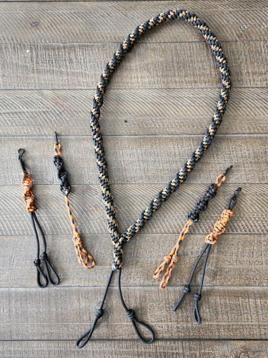 Paracord Call Lanyard - Orange Camo & Black