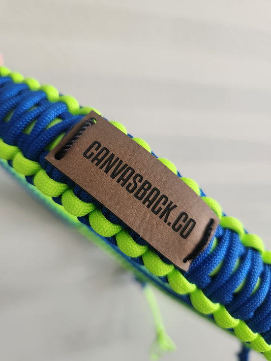 Paracord Call Lanyard - Bright Blue + Lime Green
